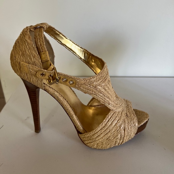 Report Signature Lucie 2 Platform Raffia Sandals Size 6 - Picture 10 of 12